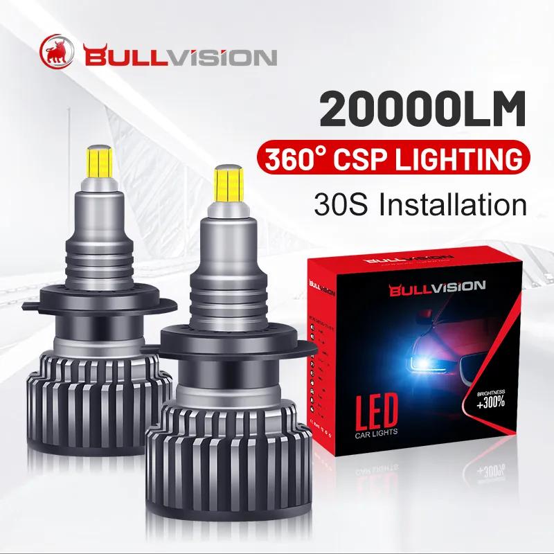Bullvision CSP Ĩ Ȱ ̴   LED , 360 H1 LED H11 9012 HIR2 880 881 H27 H8 H9 9005 HB3 9006 HB4, 20000LM